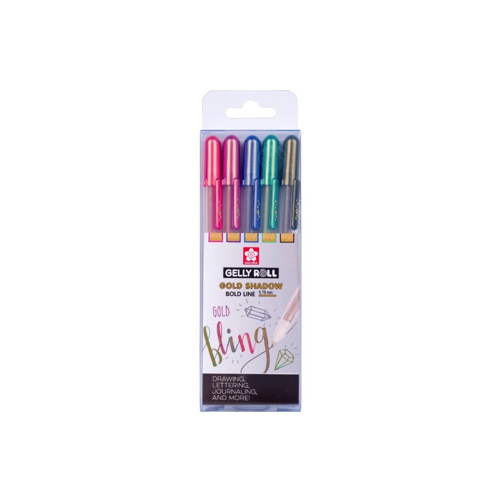Set of Gelly Roll Gold Shadow pens - Sakura - 0,7 mm, 5 pcs.