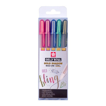 Set of Gelly Roll Gold Shadow pens - Sakura - 0,7 mm, 5 pcs.