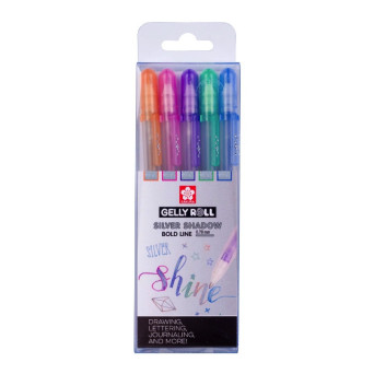 Set of Gelly Roll Silver Shadow pens - Sakura - 0,7 mm, 5 pcs.