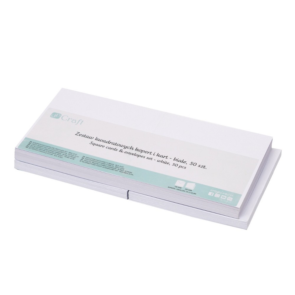 Square cards and envelopes set - DpCraft - white, 50 pcs.