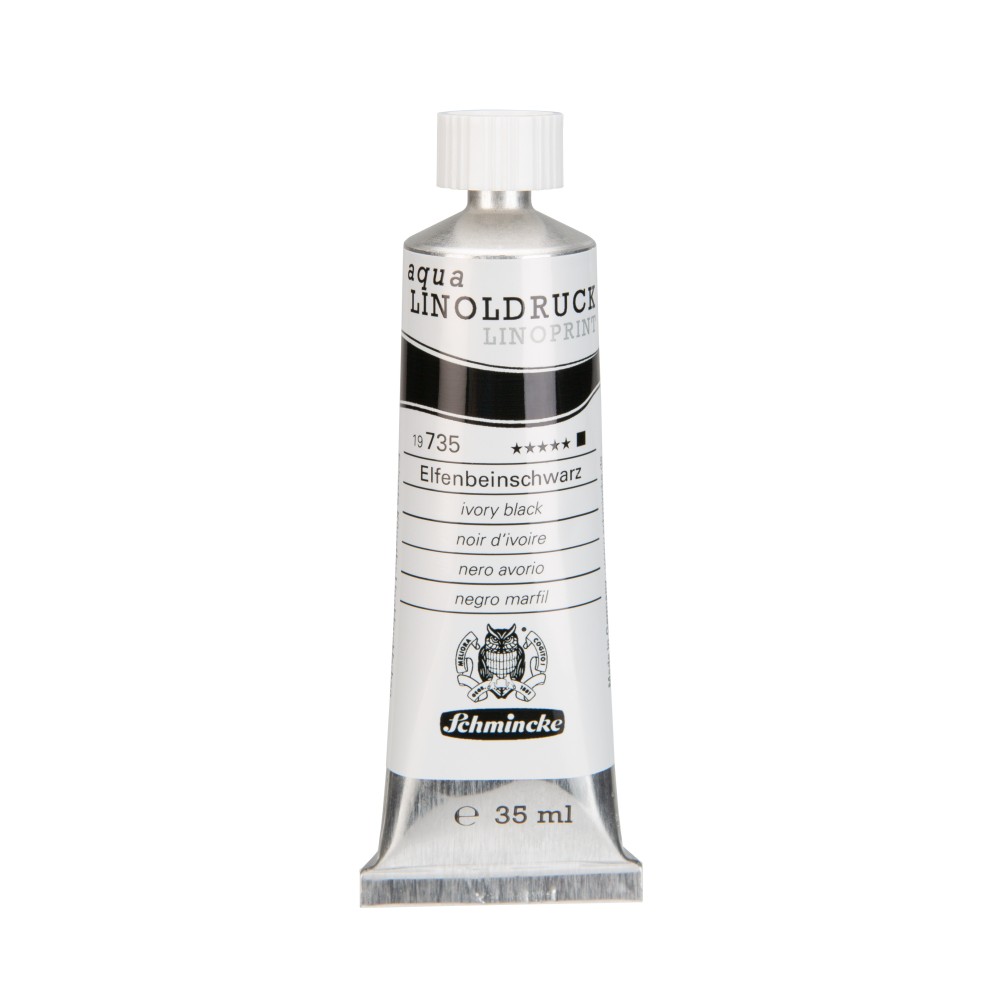 Aqua Linoprint paint - Schmincke - 735, Ivory Black, 35 ml