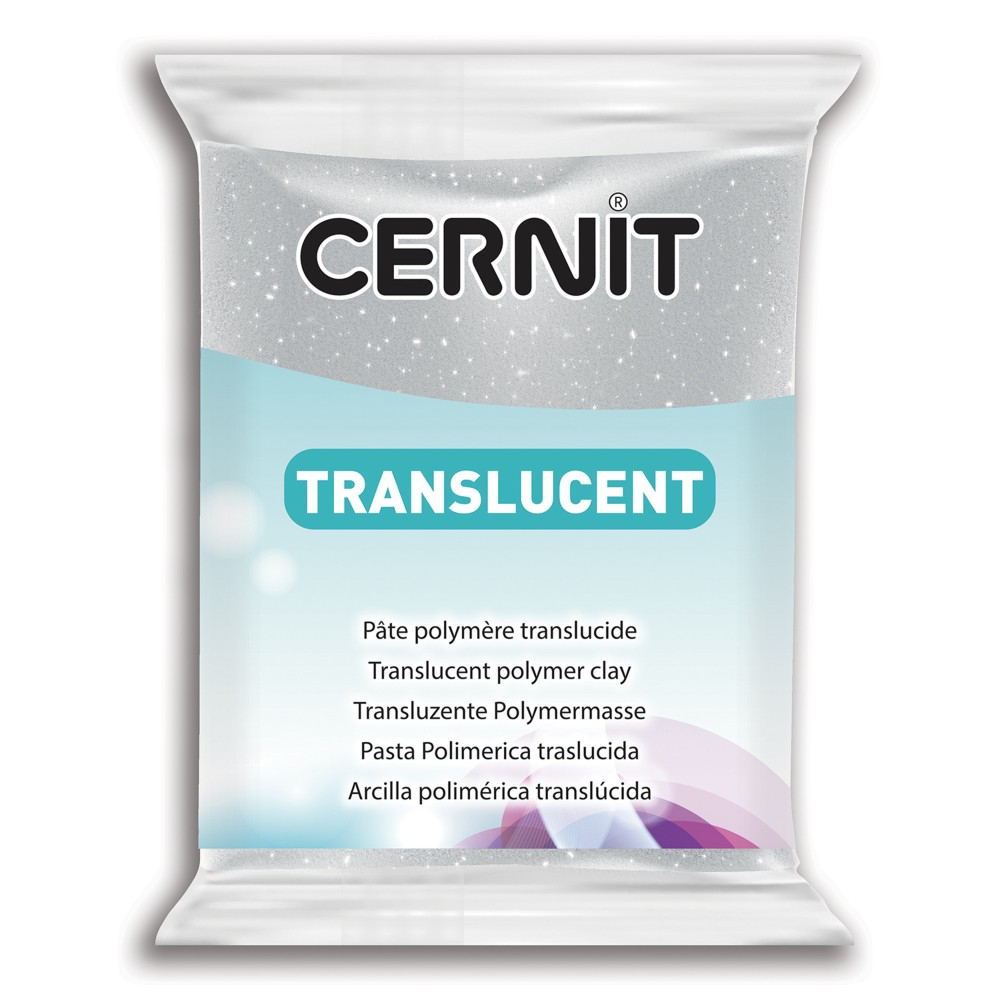 Masa termoutwardzalna Translucent - Cernit - 080, Glitter Silver, 56 g
