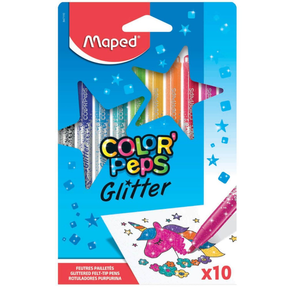Flamastry brokatowe Color' Peps Glitter dla dzieci - Maped - 10 kolorów