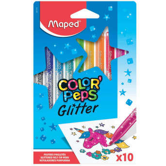 Flamastry brokatowe Color' Peps Glitter dla dzieci - Maped - 10 kolorów
