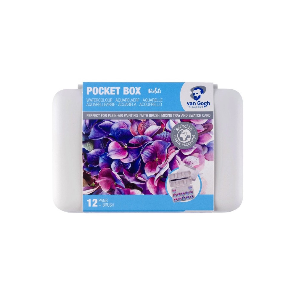Zestaw akwareli w półkostkach Pocket Box Pinks & Violets - Van Gogh - 12 kolorów