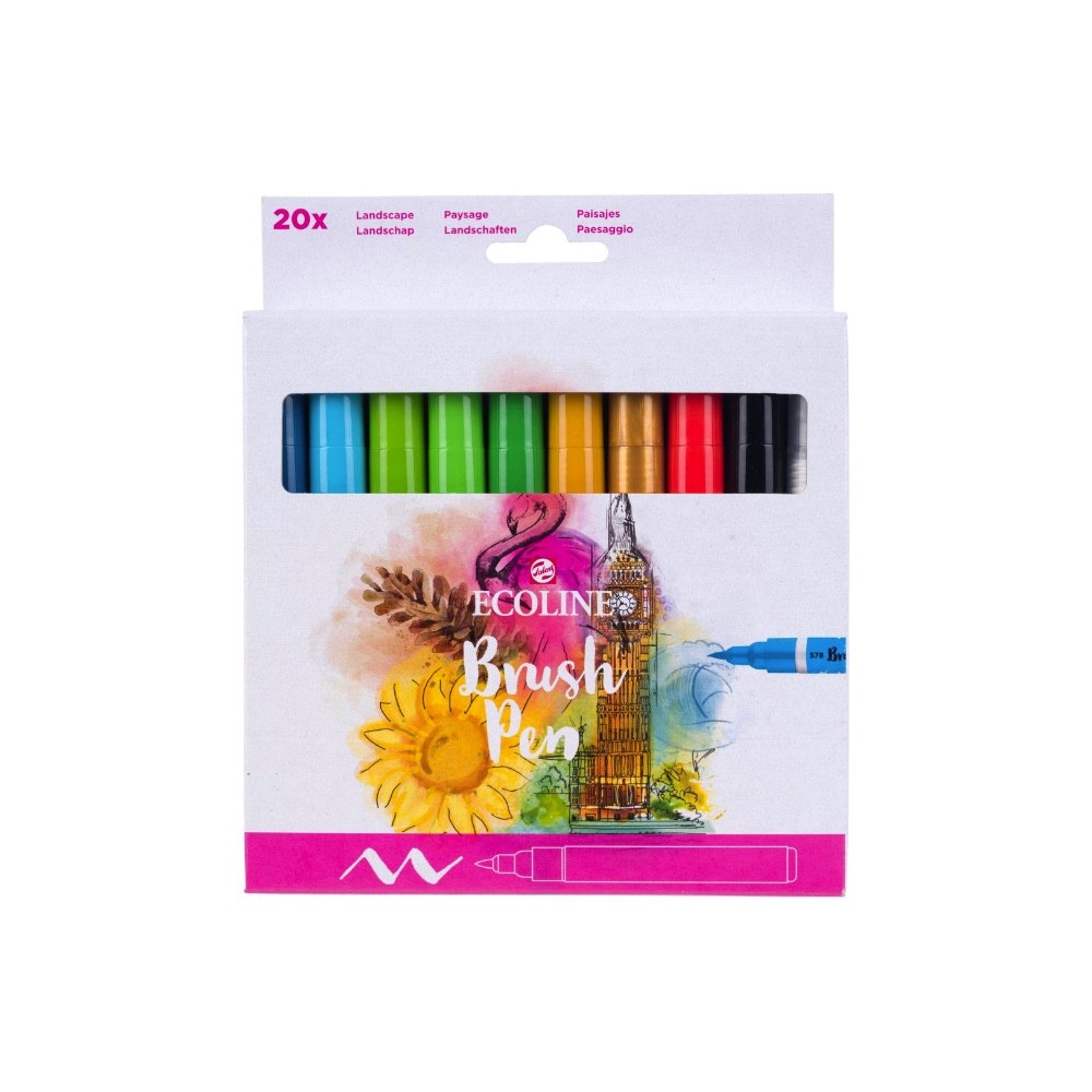 Brush Pen watercolor set Ecoline Landscape - Talens - 20 pcs.