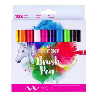 Zestaw pisaków pędzelkowych Ecoline Bright - Talens - 10 szt.