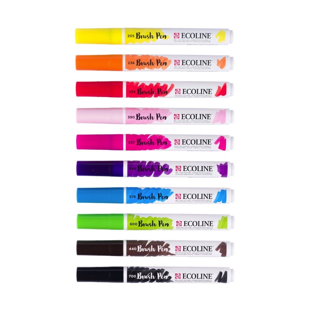 Brush Pen watercolor set Ecoline Bright - Talens - 10 pcs.