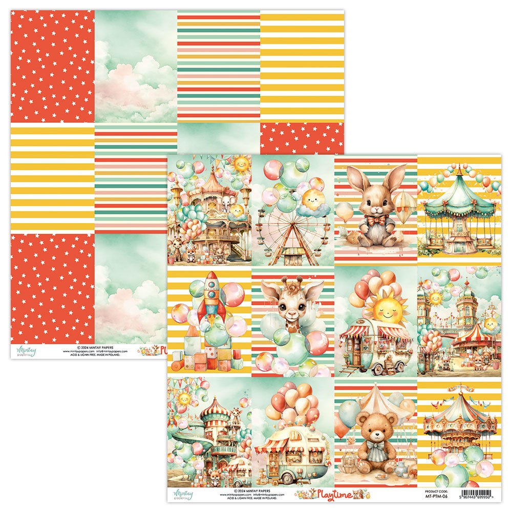 Papier do scrapbookingu 30,5 x 30,5 cm - Mintay - Playtime 06