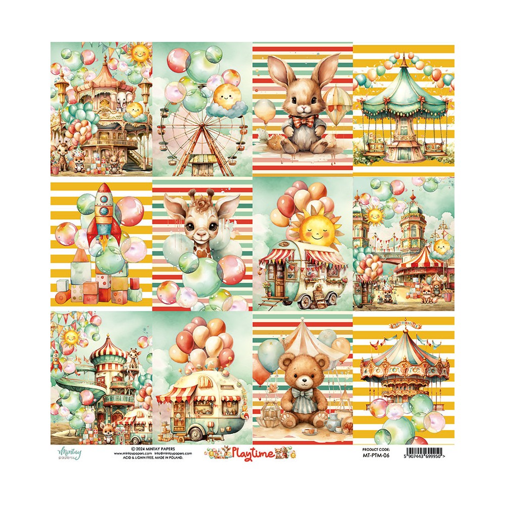 Scrapbooking paper 30,5 x 30,5 cm - Mintay - Playtime 06