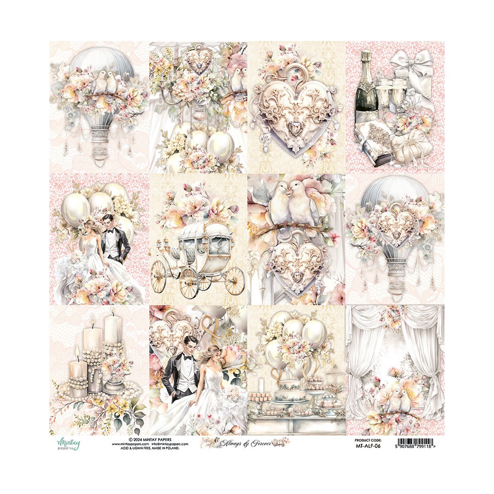 Papier do scrapbookingu 30,5 x 30,5 cm - Mintay - Always & Forever 06