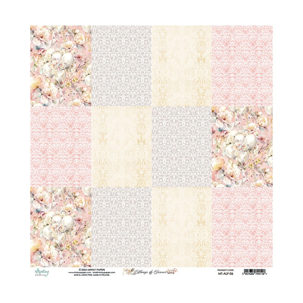Papier do scrapbookingu 30,5 x 30,5 cm - Mintay - Always & Forever 06
