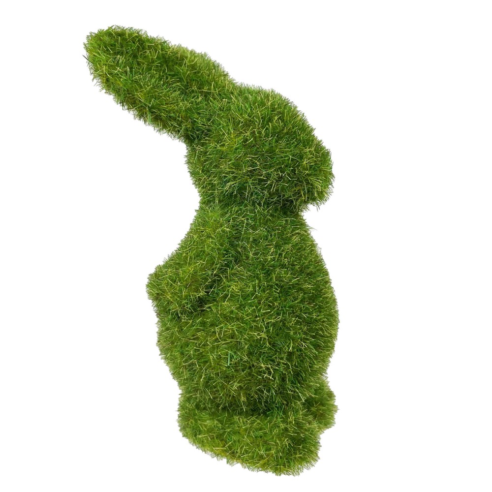 Flocked bunny figurine - green, 13 cm