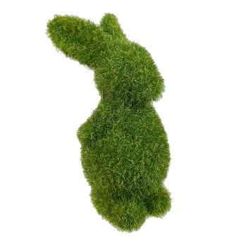 Flocked bunny figurine - green, 13 cm
