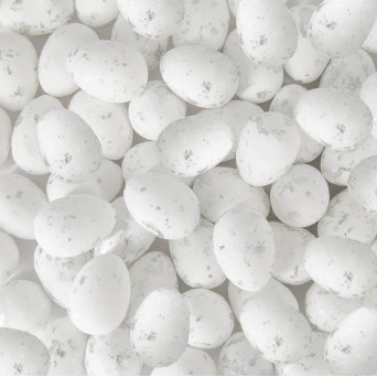 Polystyrene eggs spotted - white, 1,5 x 1,8 cm, 50 pcs.