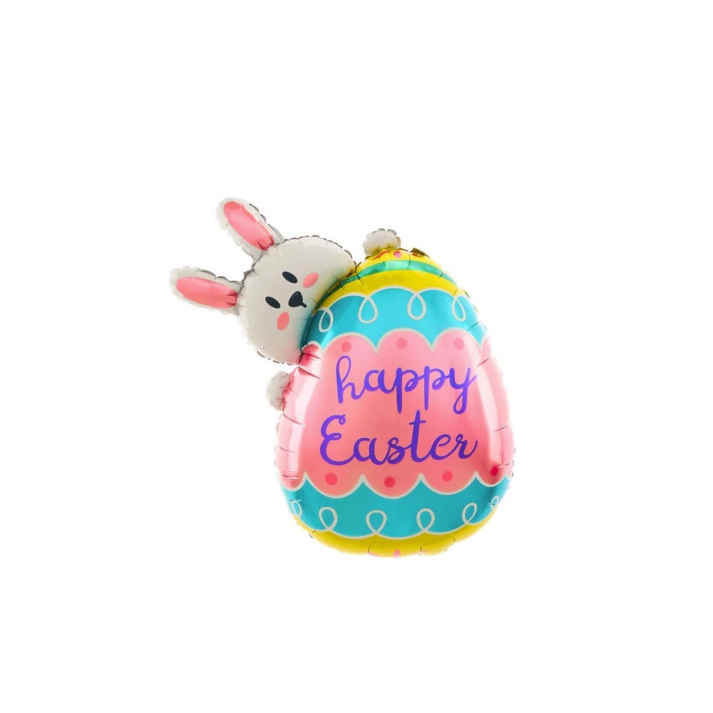 Balon foliowy zajączek z pisanką Happy Easter - 72 x 81 cm