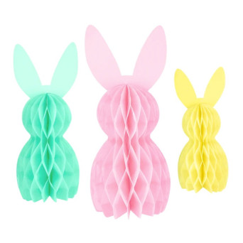 Honeycomb Easter Bunnies - 20, 25 and 30 cm, 3 pcs.