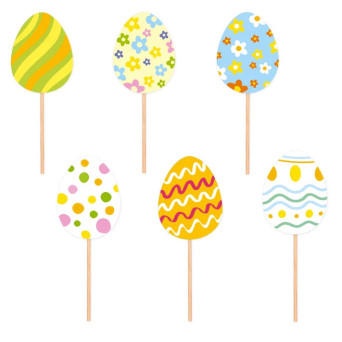 Paper Easter Eggs toppers - 3,8 x 5 cm, 6 pcs.