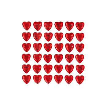 Diamond Heart stickers - red, 1 cm, 36 pcs.