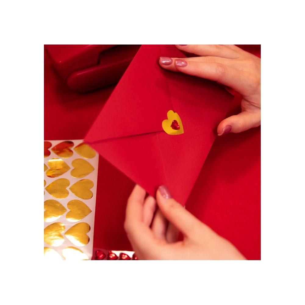 Diamond Heart stickers - red, 1 cm, 36 pcs.