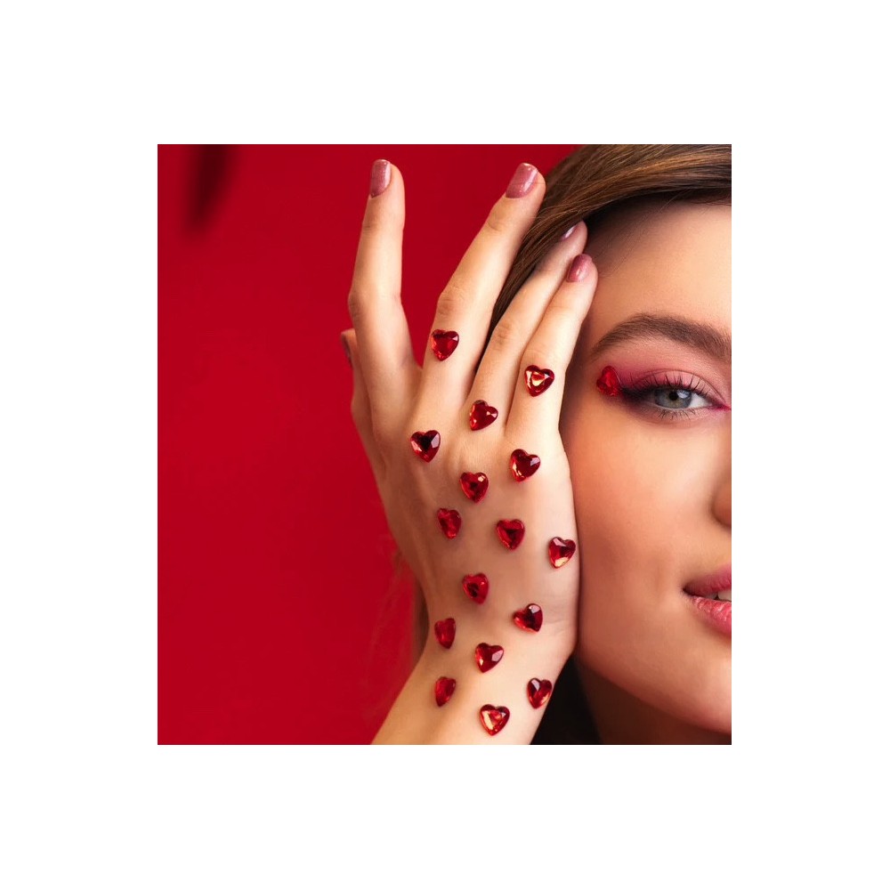 Diamond Heart stickers - red, 1 cm, 36 pcs.