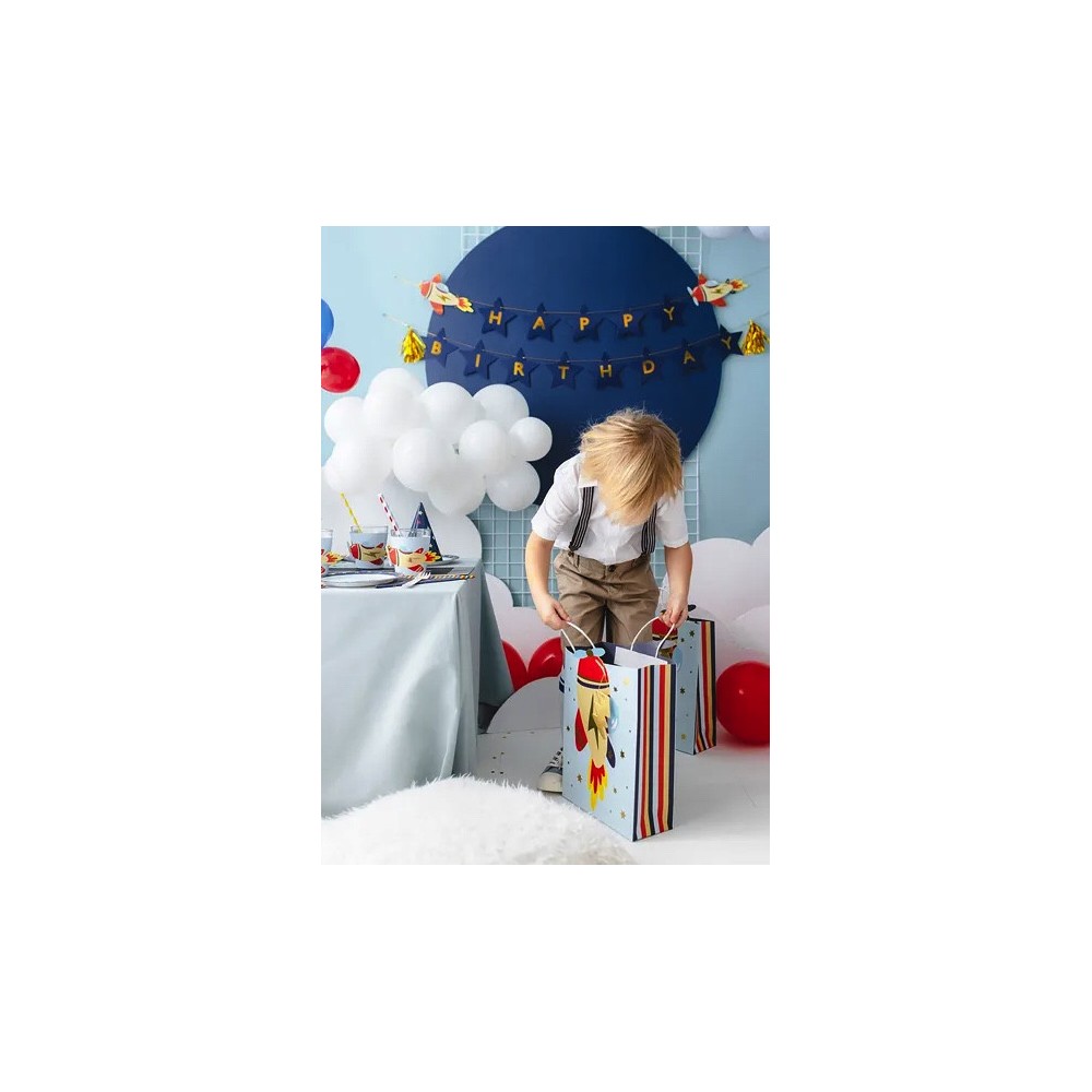Gift paper bag Airplane - blue, 10 x 24 x 35,5 cm