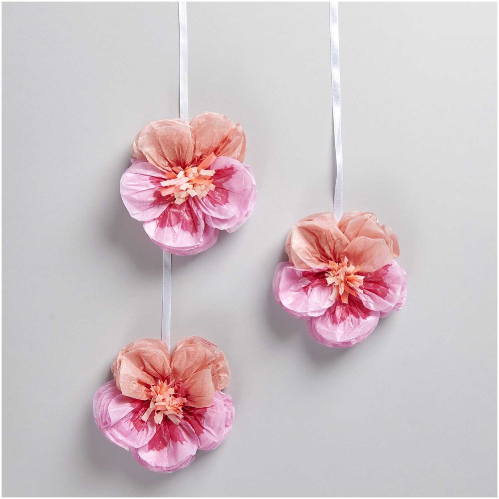 Tissue paper pansies flowers - Rico Design - pink, 11 cm, 3 pcs.