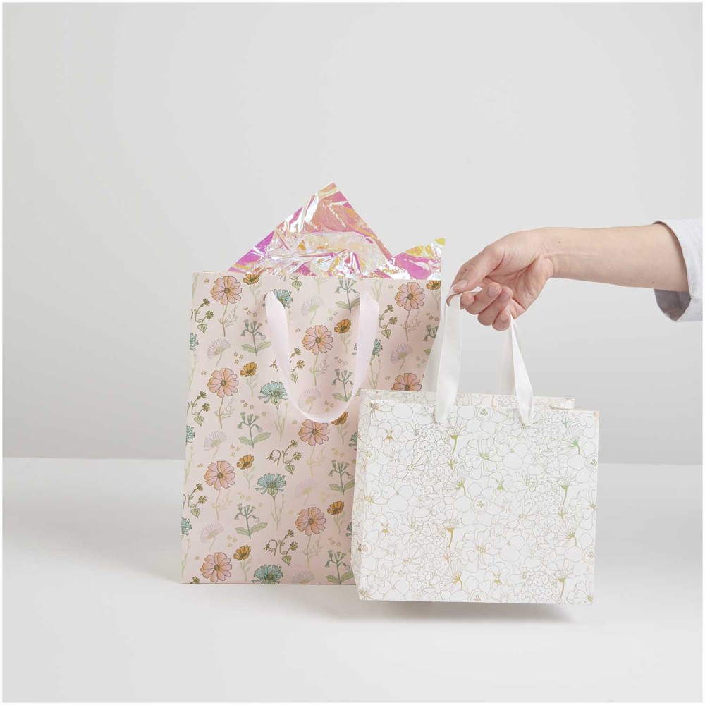 Paper gift bag Gold Flowers - Rico Design - 22 x 18 x 10 cm