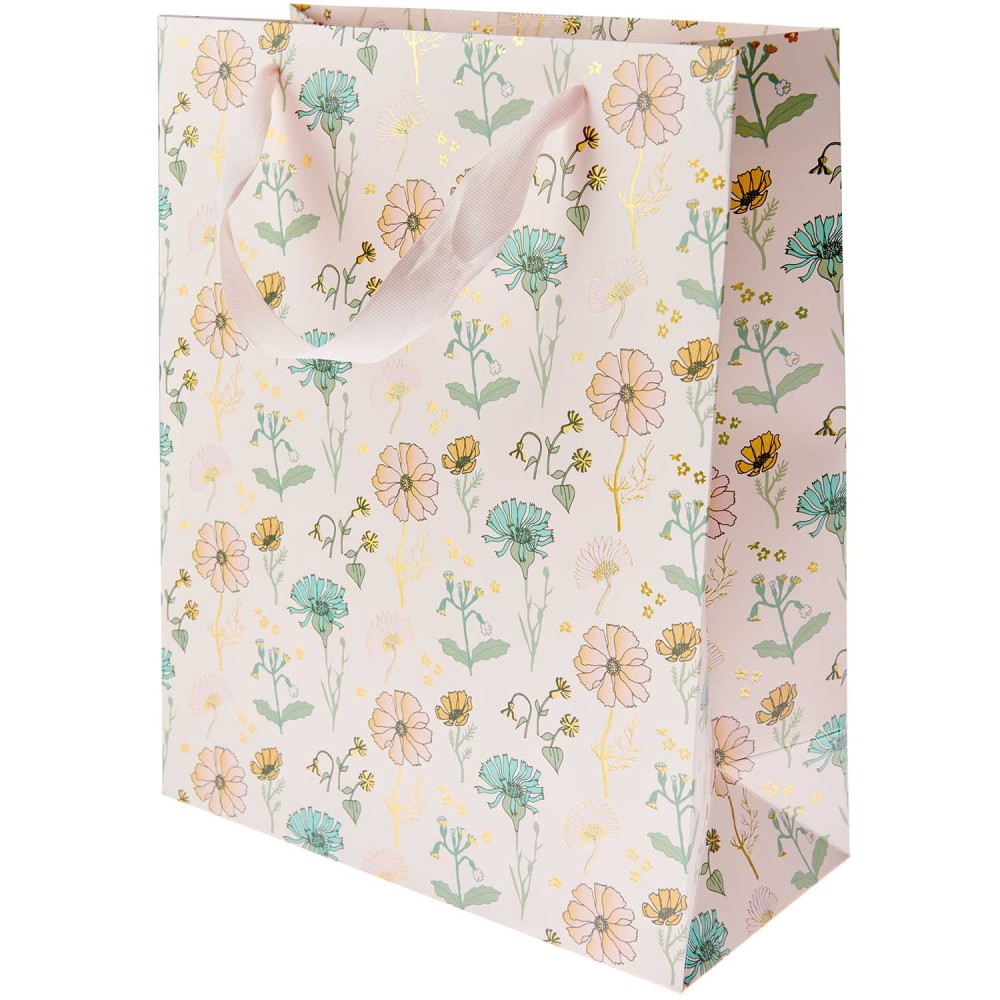 Torba prezentowa Kwiaty - Rico Design - różowa, 22 x 32 x 12 cm
