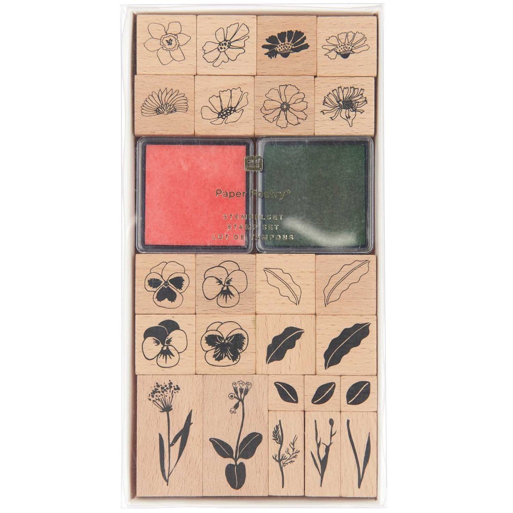 Set of wooden stamps Futschikato Flowers - Paper Poetry - 24 pcs.