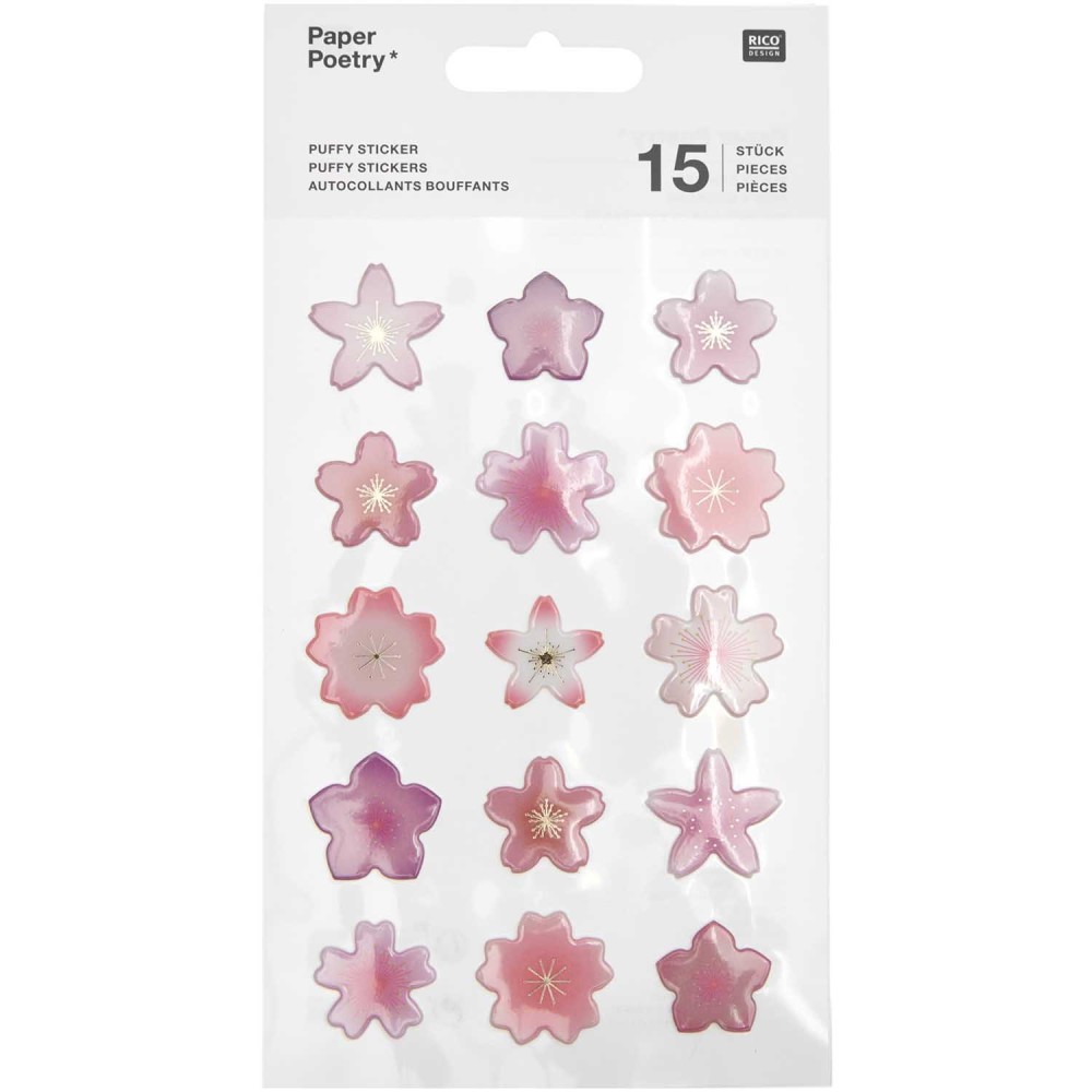 Puffy stickers Sakura Flowers - Rico Design - 15 pcs.