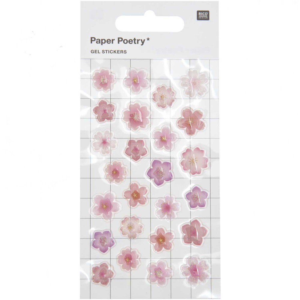 Naklejki żelowe z brokatem Kwiat Wiśni - Rico Design - 25 szt.