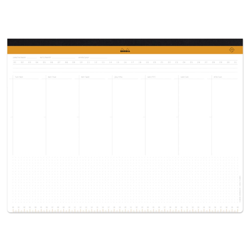 Planer biurkowy tygodniowy, niedatowany - Rhodia - A3+, 80 g, 60 ark.