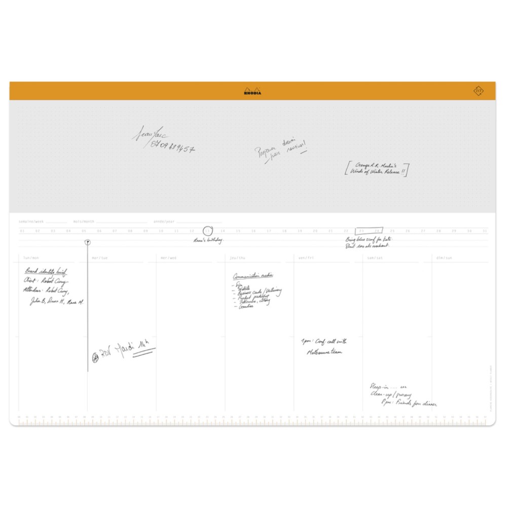 Planer biurkowy tygodniowy, niedatowany - Rhodia - A2, 80 g, 30 ark.