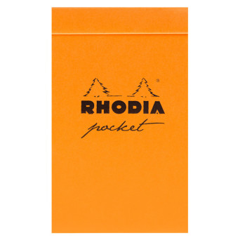 Pocket notepad - Rhodia - orange, squared, 7,5 x 12 cm, 80 g, 40 sheets