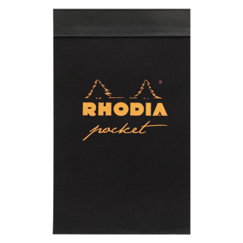 Notes Pocket - Rhodia - czarny, w kratkę, 7,5 x 12 cm, 80 g, 40 ark.