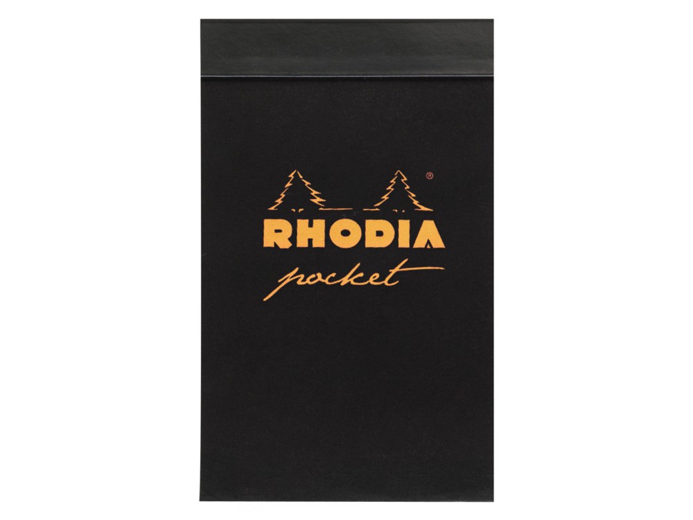 Pocket notepad - Rhodia - black, squared, 7,5 x 12 cm, 80 g, 40 sheets