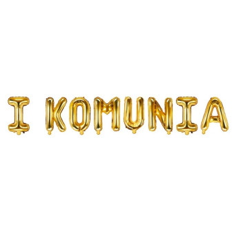 Foil balloon I Komunia - gold, 35 x 210 cm
