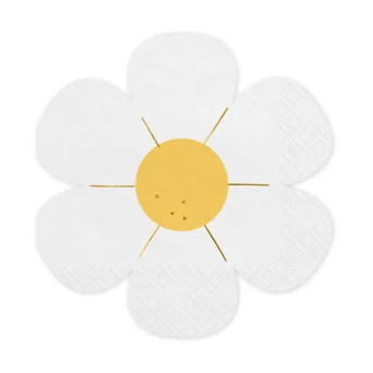 Daisy paper napkins - white, 16 x 16,5 cm, 12 pcs.