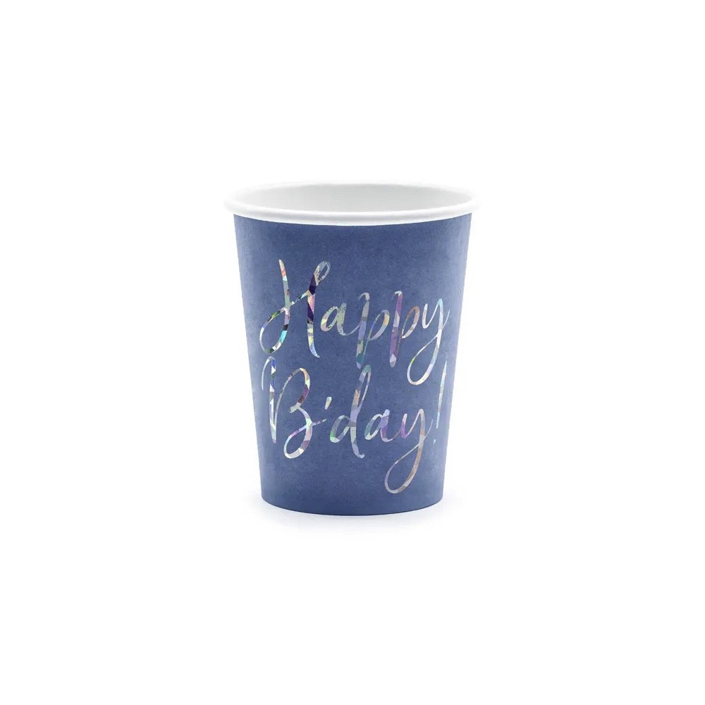 Kubeczki papierowe Happy B'day - 220 ml, 6 szt.