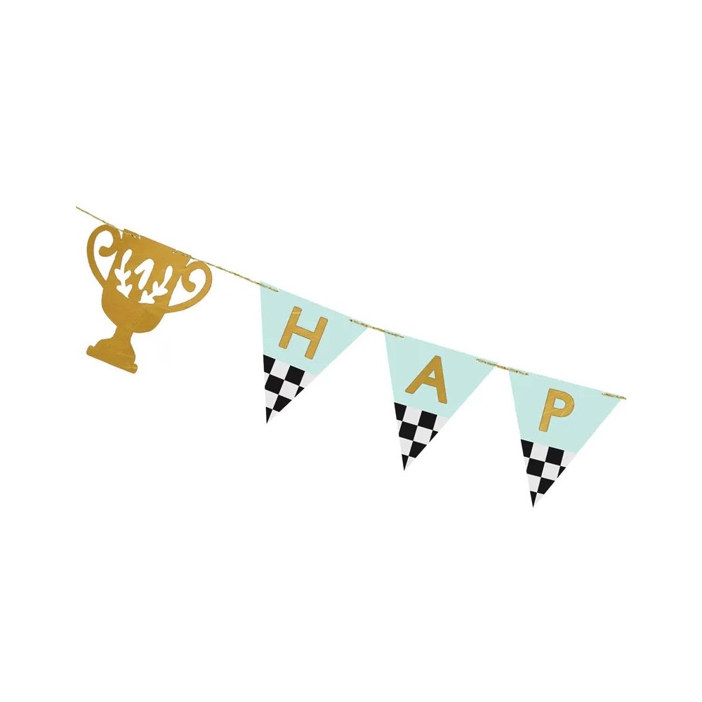 Banner Happy Birthday Trophies - blue, 13 x 250 cm