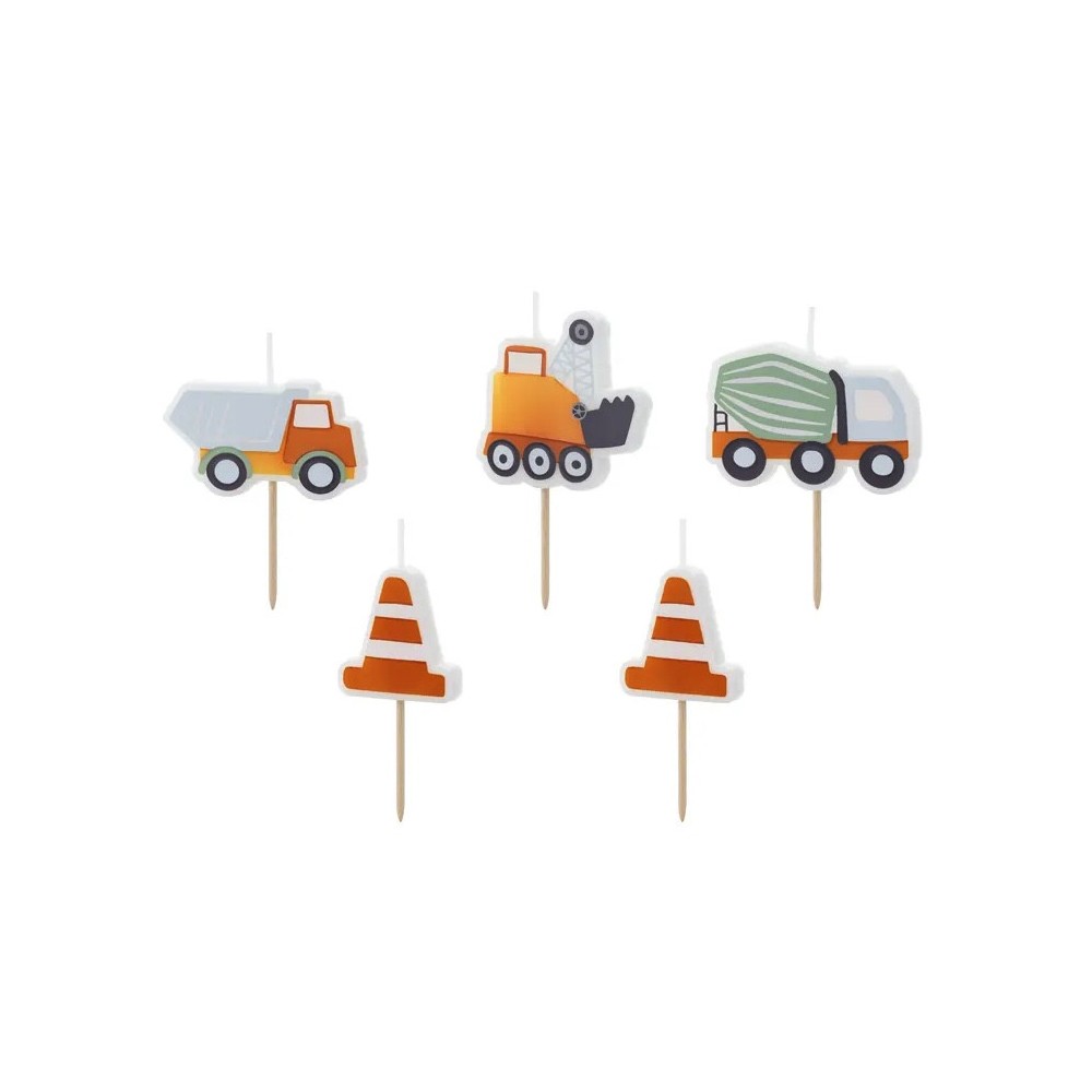 Birthday candles Road Machinery - 3-4,5 cm, 5 pcs.