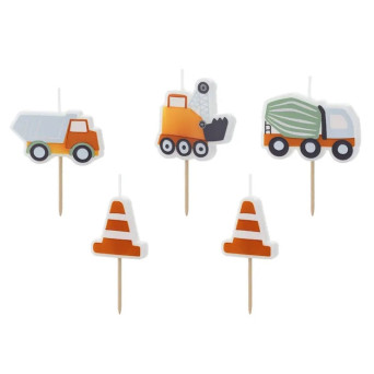 Birthday candles Road Machinery - 3-4,5 cm, 5 pcs.
