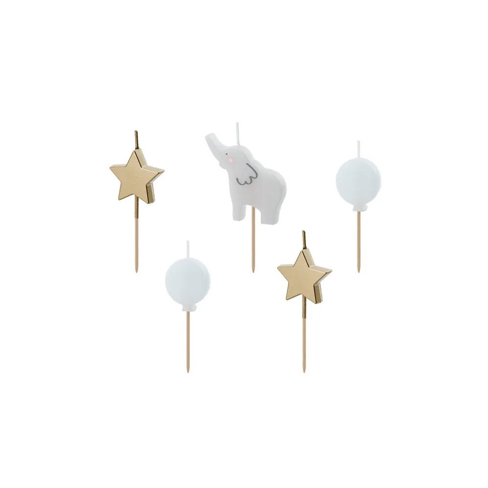 Birthday candles Elephant - 3-5 cm, 5 pcs.