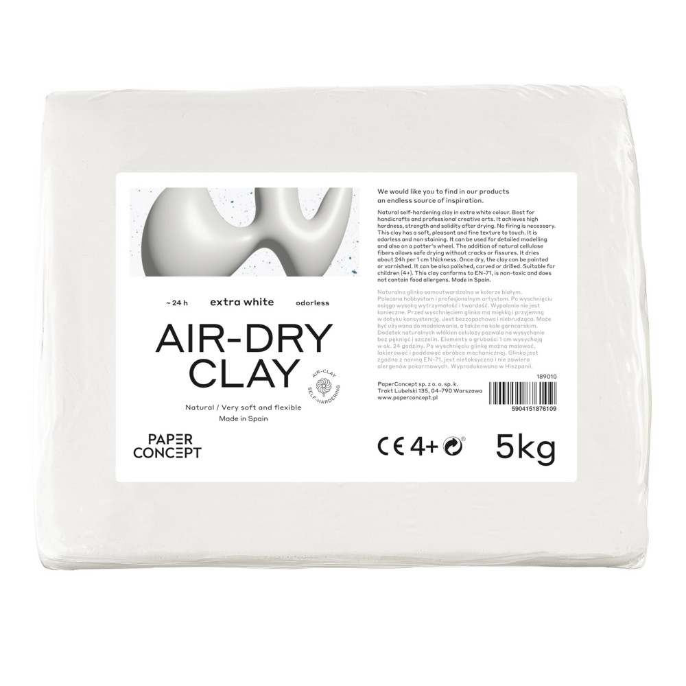Glinka samoutwardzalna Air-Dry Clay - PaperConcept - Extra White 5 kg