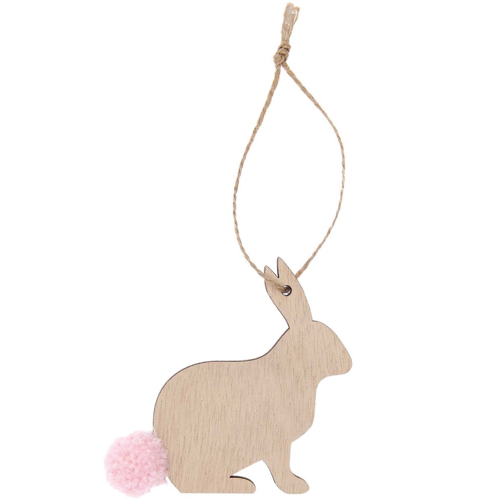 Wooden Bunny pendant decoration - Rico Design - 8 x 7,5 x 0,5 cm