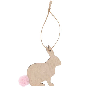 Wooden Bunny pendant decoration - Rico Design - 8 x 7,5 x 0,5 cm