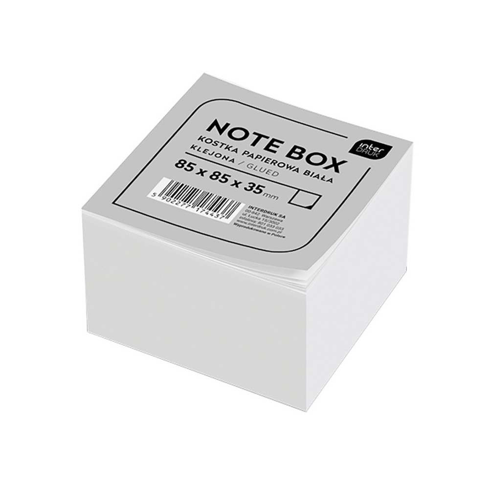 Glued Note box - Interdruk - white, 8,5 x 8,5 x 3,5 cm