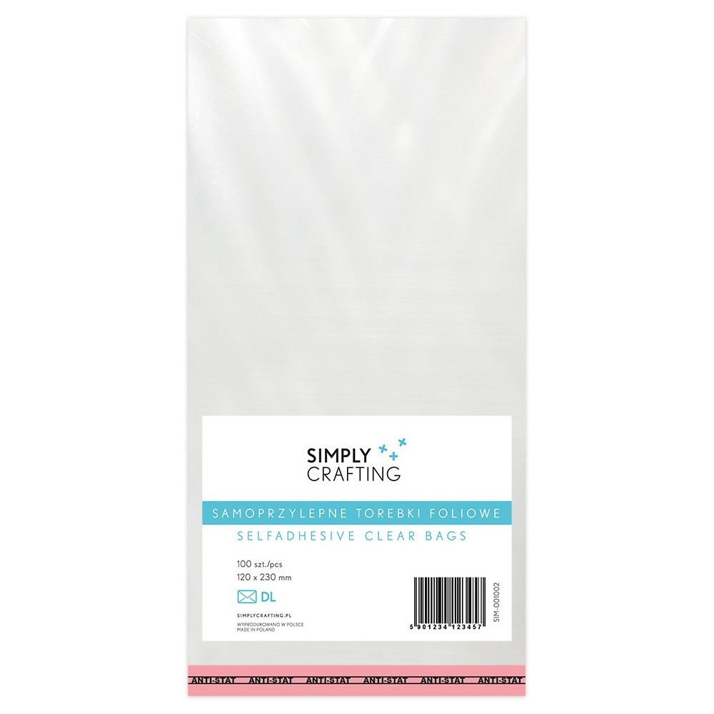 Torebki, woreczki foliowe z klejem - Simply Crafting - DL, 100 szt.