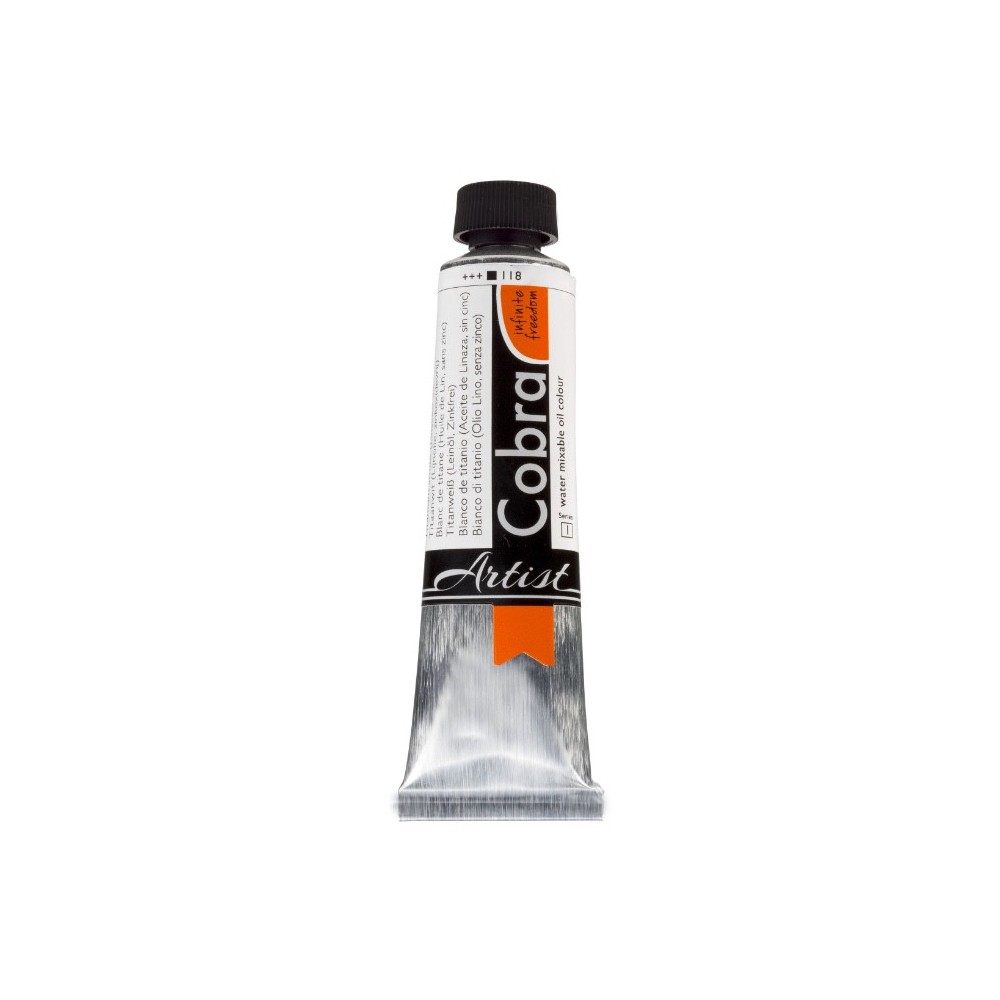Farba olejna Cobra Artist - Cobra - 118, Titanium White (linseed oil), 40 ml